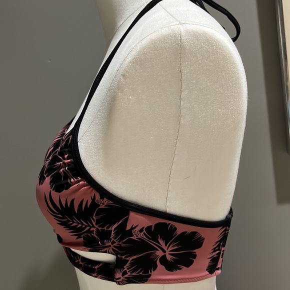 Tropical Pink and Black Women's Swim Top - Picture 3 of 7